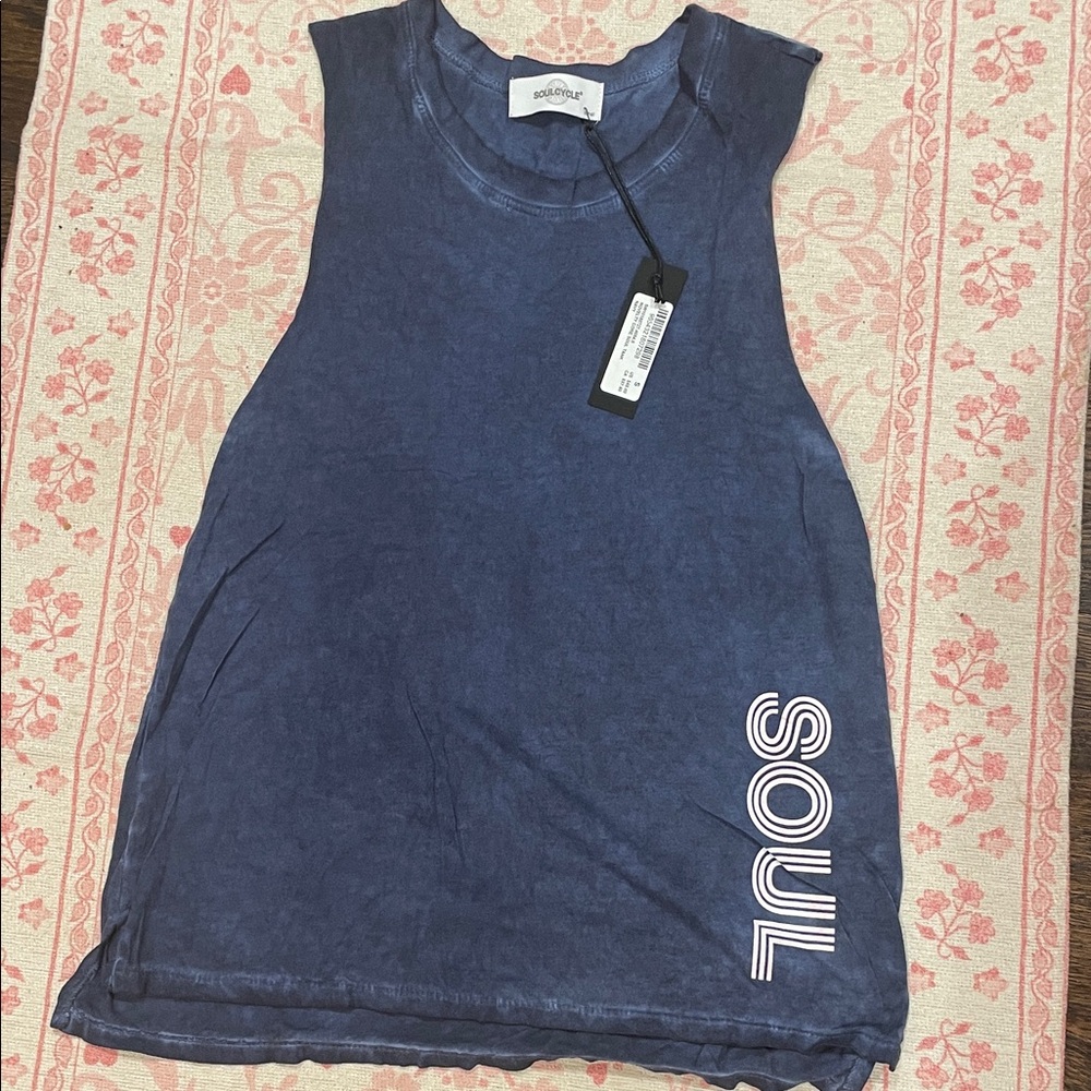 NWT SoulCycle Navy Graphic Tank Top